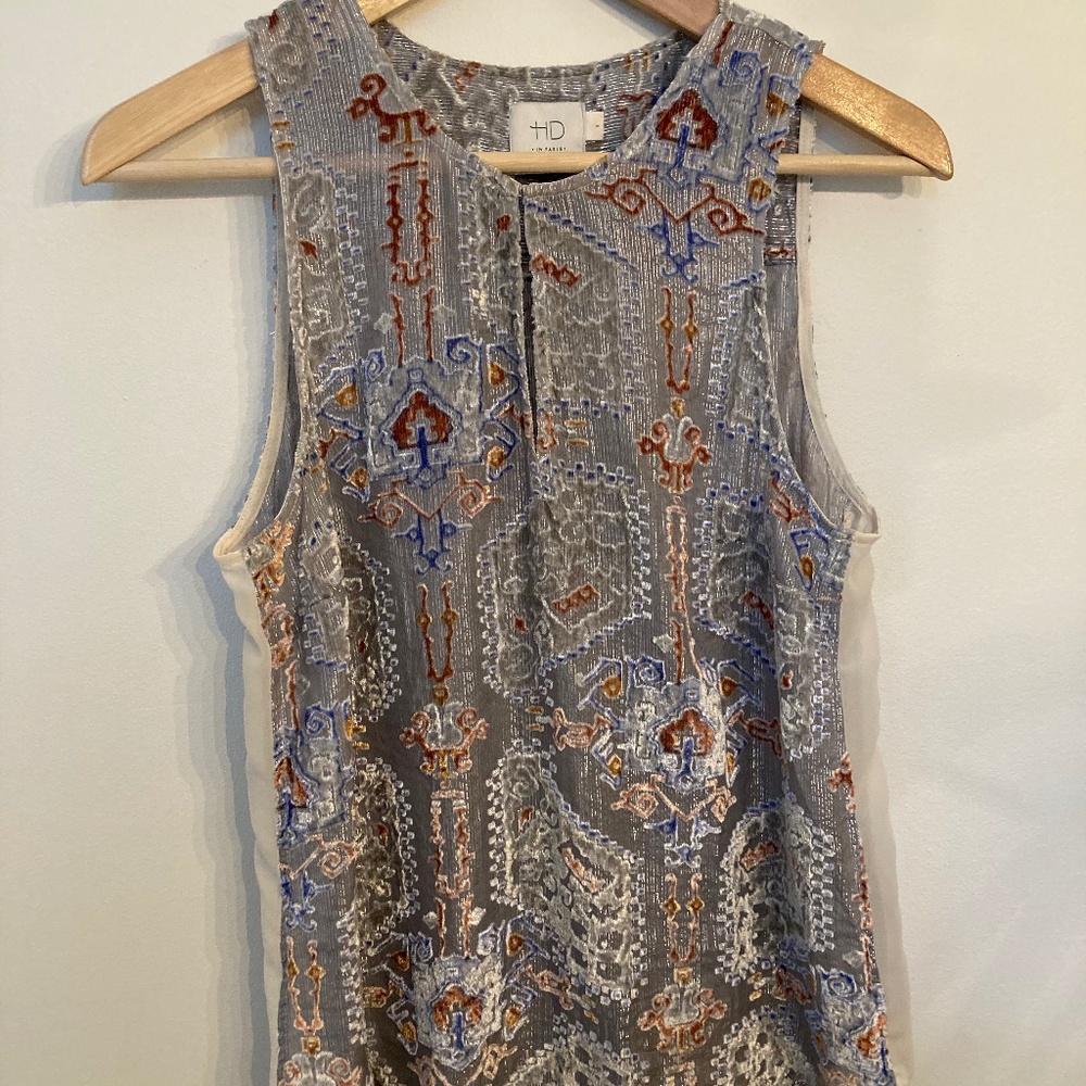 Sleeveless blouse velvet with silver thread size S